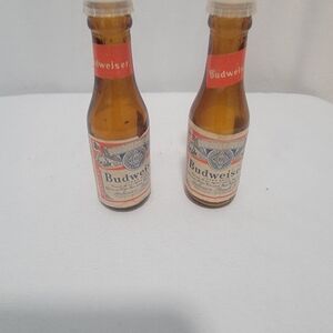 Budweiser Miniature Bottle Pair with Red and Amber Tones